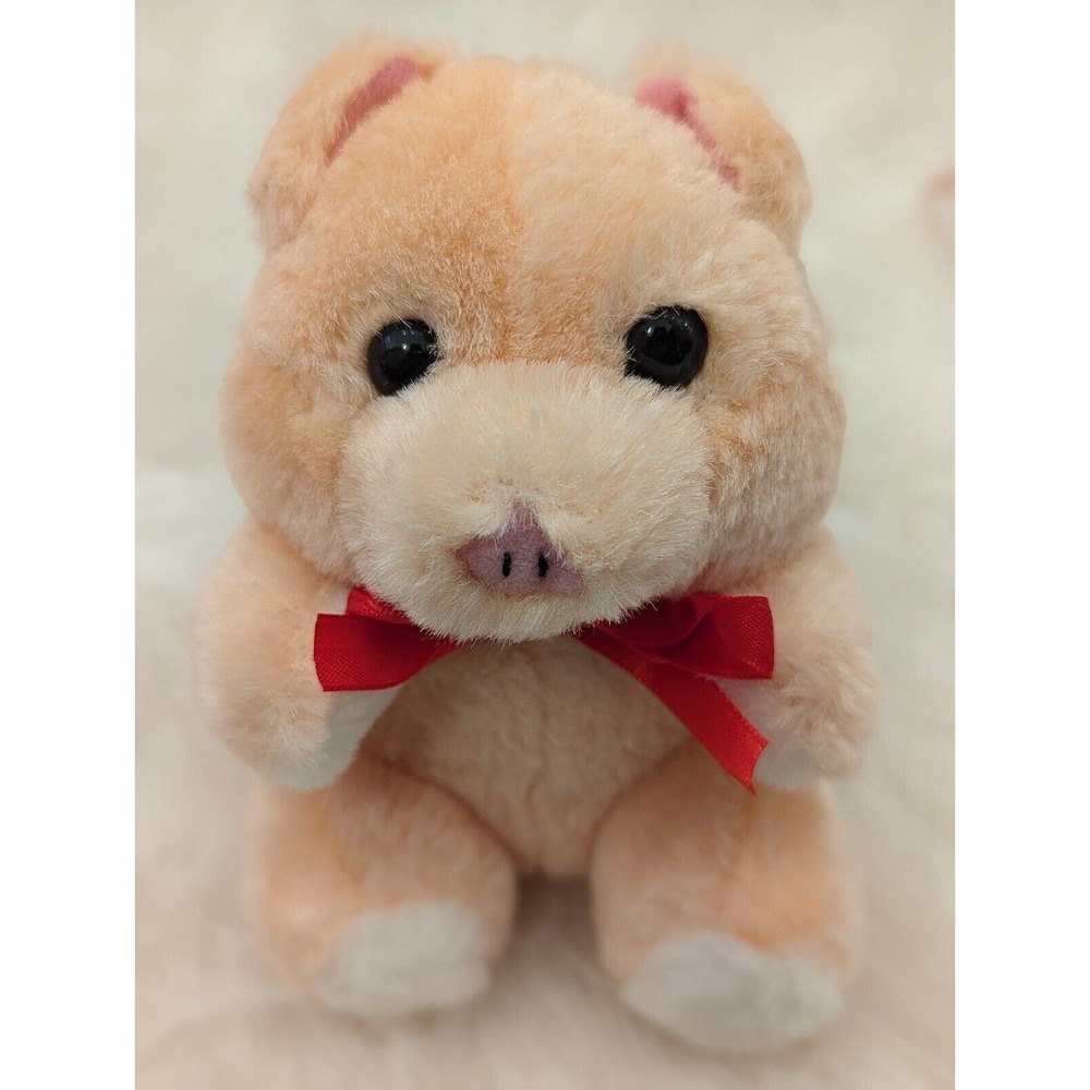PLUSH STUFFED ANIMAL PINK PIG WITH RED BOW | CLASSIC TOY COMPANY